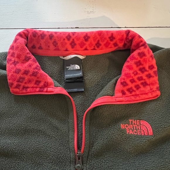The North Face Olive Green Fleece Pullover with Red Accents - Picture 2 of 3